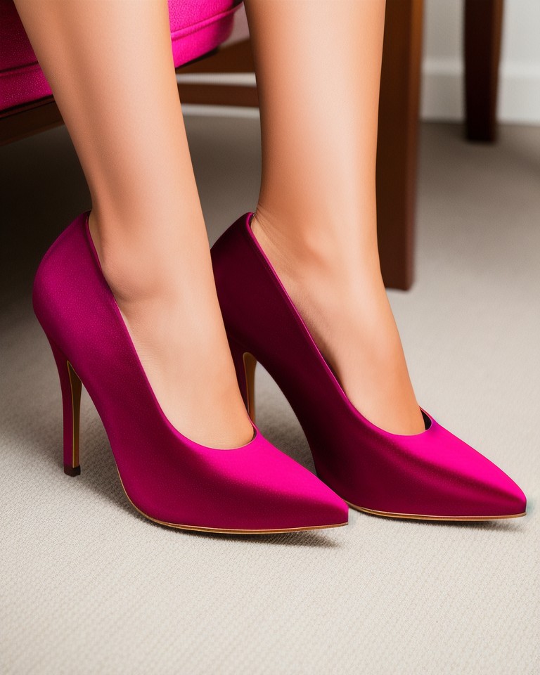 a pair of legs wearing pink heels